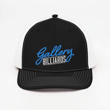 Load image into Gallery viewer, Gallery Logo Trucker Cap (light print) Black / White
