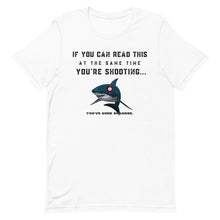 Load image into Gallery viewer, Shark Shooter Unisex T-Shirt White / XS
